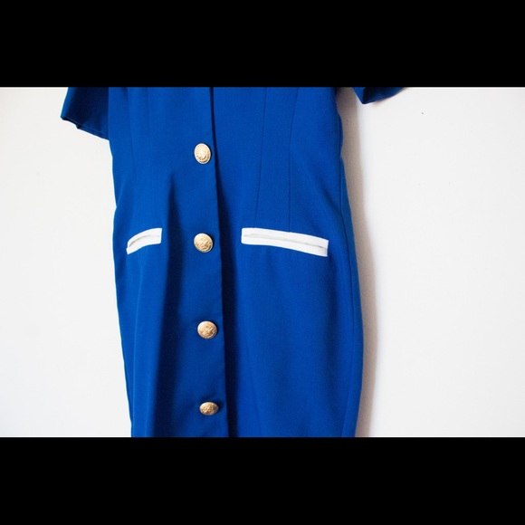 Zarr Collection | Vintage 80’s/90’s Blue & White Short Sleeve Dress | Size 8 - Picture 7 of 12